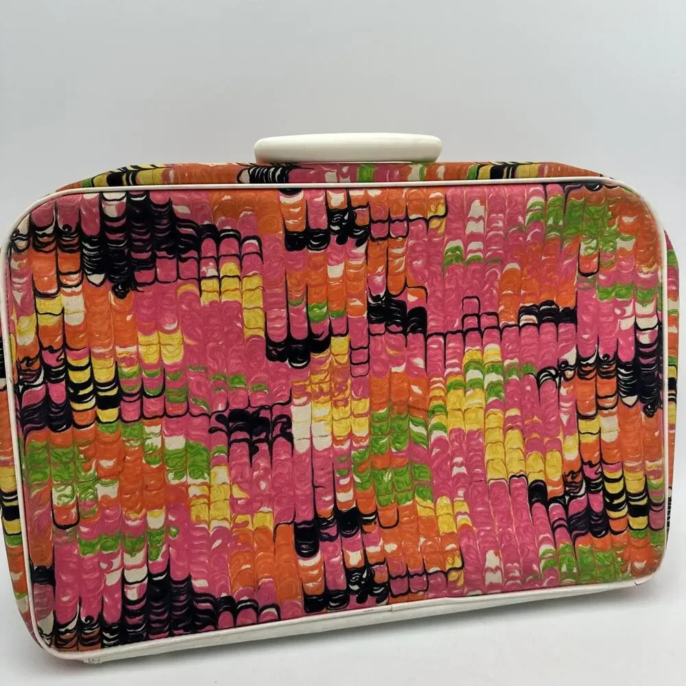 Vintage Colorful Geometric Groovy Suitcase 1960-70s MCM